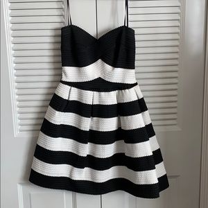 B DARLIN; White and Black stripped dress